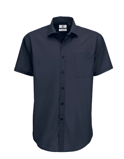 Men´s Poplin Shirt Smart Short Sleeve zum Besticken und Bedrucken in der Farbe Navy mit Ihren Logo, Schriftzug oder Motiv.
