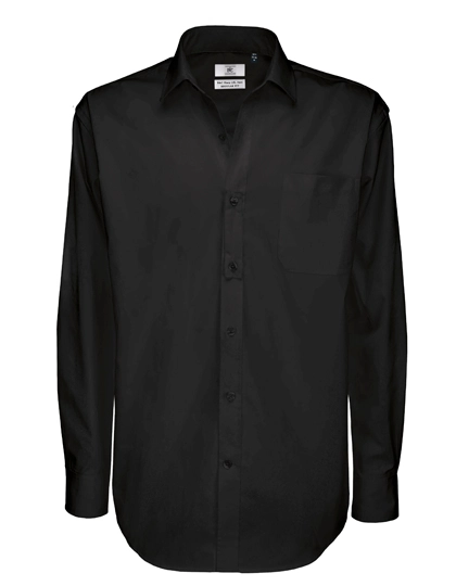 Men´s Twill Shirt Sharp Long Sleeve zum Besticken und Bedrucken in der Farbe Black mit Ihren Logo, Schriftzug oder Motiv.