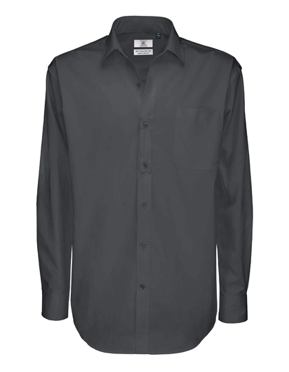 Men´s Twill Shirt Sharp Long Sleeve zum Besticken und Bedrucken in der Farbe Dark Grey (Solid) mit Ihren Logo, Schriftzug oder Motiv.