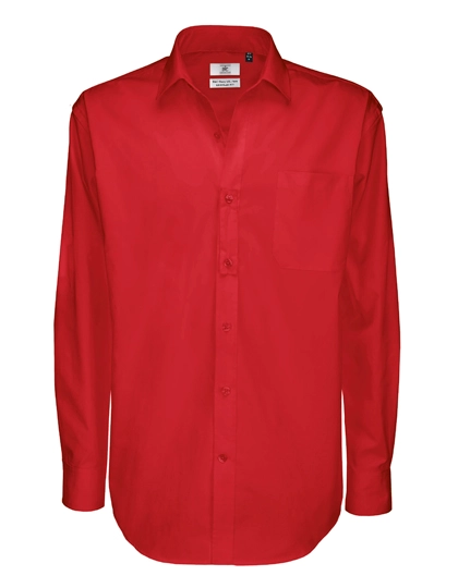 Men´s Twill Shirt Sharp Long Sleeve zum Besticken und Bedrucken in der Farbe Deep Red mit Ihren Logo, Schriftzug oder Motiv.