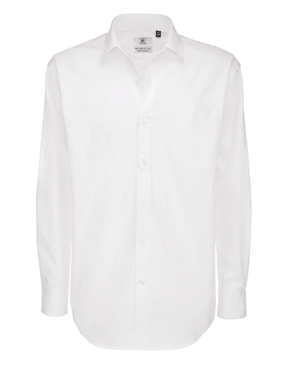 Men´s Twill Shirt Sharp Long Sleeve zum Besticken und Bedrucken in der Farbe White mit Ihren Logo, Schriftzug oder Motiv.