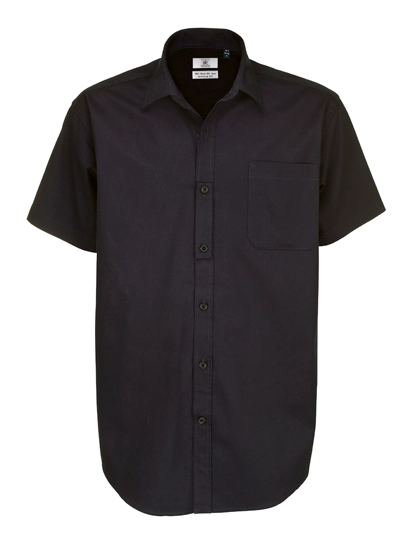 Men´s Twill Shirt Sharp Short Sleeve zum Besticken und Bedrucken in der Farbe Black mit Ihren Logo, Schriftzug oder Motiv.