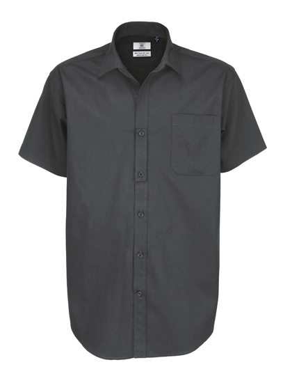 Men´s Twill Shirt Sharp Short Sleeve zum Besticken und Bedrucken in der Farbe Dark Grey (Solid) mit Ihren Logo, Schriftzug oder Motiv.