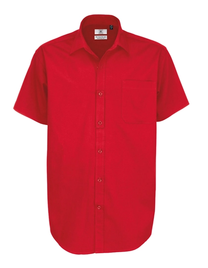 Men´s Twill Shirt Sharp Short Sleeve zum Besticken und Bedrucken in der Farbe Deep Red mit Ihren Logo, Schriftzug oder Motiv.