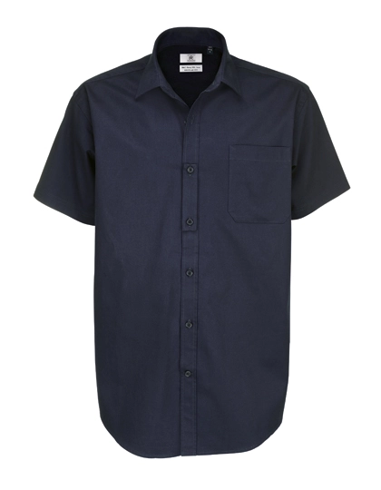 Men´s Twill Shirt Sharp Short Sleeve zum Besticken und Bedrucken in der Farbe Navy mit Ihren Logo, Schriftzug oder Motiv.