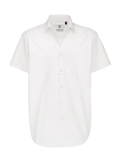 Men´s Twill Shirt Sharp Short Sleeve zum Besticken und Bedrucken in der Farbe White mit Ihren Logo, Schriftzug oder Motiv.