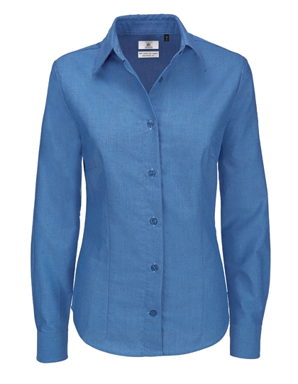 Women´s Oxford Shirt Long Sleeve zum Besticken und Bedrucken in der Farbe Blue Chip mit Ihren Logo, Schriftzug oder Motiv.