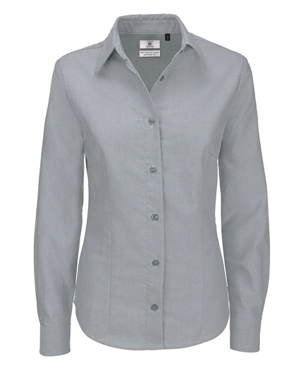 Women´s Oxford Shirt Long Sleeve zum Besticken und Bedrucken in der Farbe Silver Moon (Heather) mit Ihren Logo, Schriftzug oder Motiv.