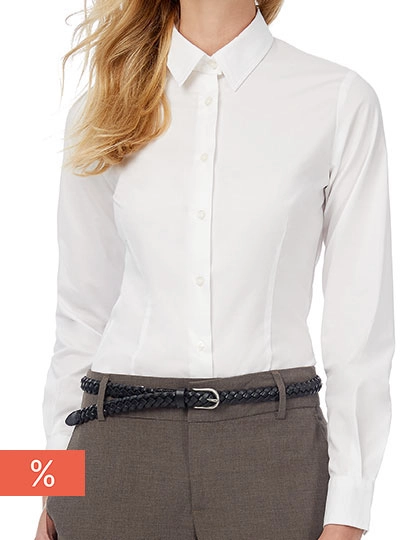 Women´s Poplin Shirt Black Tie Long Sleeve zum Besticken und Bedrucken mit Ihren Logo, Schriftzug oder Motiv.