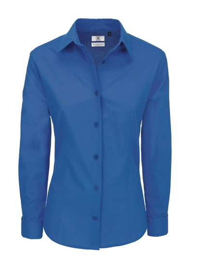 Women´s Poplin Shirt Heritage Long Sleeve zum Besticken und Bedrucken in der Farbe Blue Chip mit Ihren Logo, Schriftzug oder Motiv.