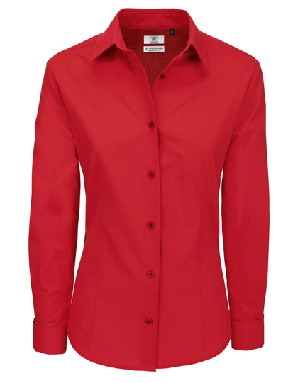 Women´s Poplin Shirt Heritage Long Sleeve zum Besticken und Bedrucken in der Farbe Deep Red mit Ihren Logo, Schriftzug oder Motiv.