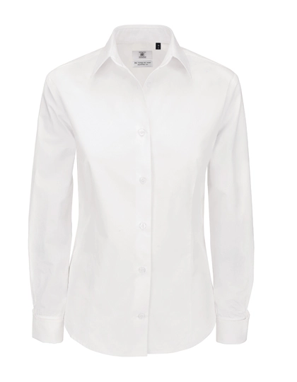 Women´s Poplin Shirt Heritage Long Sleeve zum Besticken und Bedrucken in der Farbe White mit Ihren Logo, Schriftzug oder Motiv.