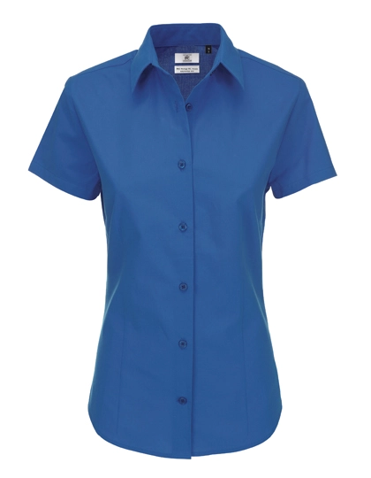 Women´s Poplin Shirt Heritage Short Sleeve zum Besticken und Bedrucken in der Farbe Blue Chip mit Ihren Logo, Schriftzug oder Motiv.
