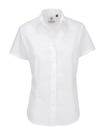 Women´s Poplin Shirt Heritage Short Sleeve zum Besticken und Bedrucken in der Farbe White mit Ihren Logo, Schriftzug oder Motiv.