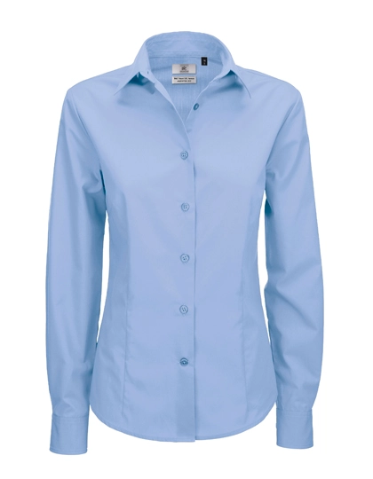 Women´s Poplin Shirt Smart Long Sleeve zum Besticken und Bedrucken in der Farbe Business Blue mit Ihren Logo, Schriftzug oder Motiv.