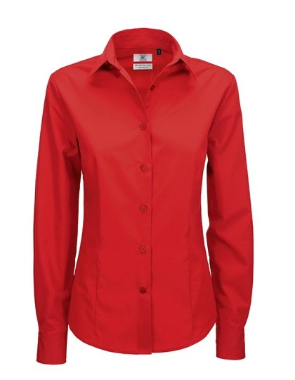 Women´s Poplin Shirt Smart Long Sleeve zum Besticken und Bedrucken in der Farbe Deep Red mit Ihren Logo, Schriftzug oder Motiv.