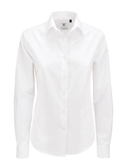 Women´s Poplin Shirt Smart Long Sleeve zum Besticken und Bedrucken in der Farbe White mit Ihren Logo, Schriftzug oder Motiv.