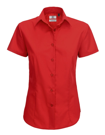 Women´s Poplin Shirt Smart Short Sleeve zum Besticken und Bedrucken in der Farbe Deep Red mit Ihren Logo, Schriftzug oder Motiv.