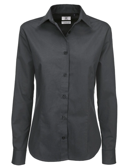 Women´s Twill Shirt Sharp Long Sleeve zum Besticken und Bedrucken in der Farbe Dark Grey (Solid) mit Ihren Logo, Schriftzug oder Motiv.