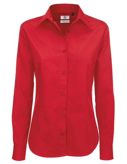 Women´s Twill Shirt Sharp Long Sleeve zum Besticken und Bedrucken in der Farbe Deep Red mit Ihren Logo, Schriftzug oder Motiv.