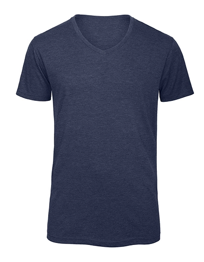 Men´s V-Neck Triblend T-Shirt zum Besticken und Bedrucken in der Farbe Heather Navy mit Ihren Logo, Schriftzug oder Motiv.