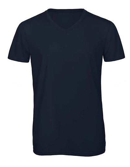 Men´s V-Neck Triblend T-Shirt zum Besticken und Bedrucken in der Farbe Navy mit Ihren Logo, Schriftzug oder Motiv.