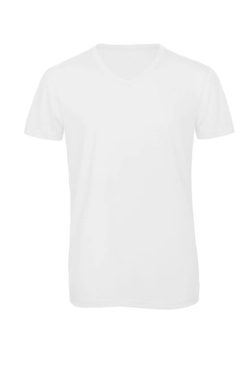 Men´s V-Neck Triblend T-Shirt zum Besticken und Bedrucken in der Farbe White mit Ihren Logo, Schriftzug oder Motiv.