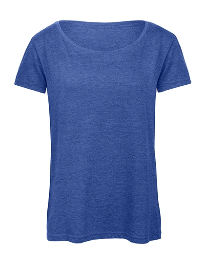 Women´s Triblend T-Shirt zum Besticken und Bedrucken in der Farbe Heather Royal Blue mit Ihren Logo, Schriftzug oder Motiv.
