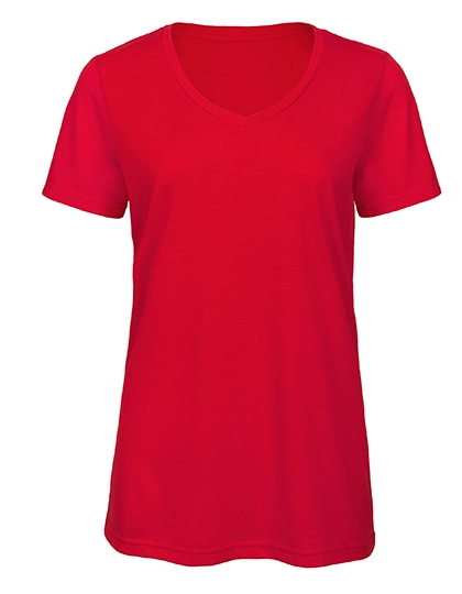 Women´s V-Neck Triblend T-Shirt zum Besticken und Bedrucken in der Farbe Red mit Ihren Logo, Schriftzug oder Motiv.