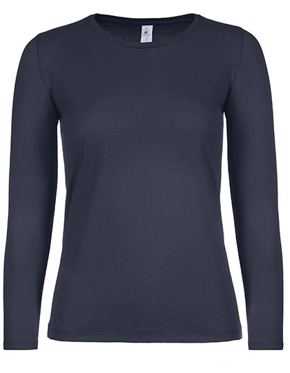Women´s T-Shirt #E150 Long Sleeve zum Besticken und Bedrucken in der Farbe Navy mit Ihren Logo, Schriftzug oder Motiv.