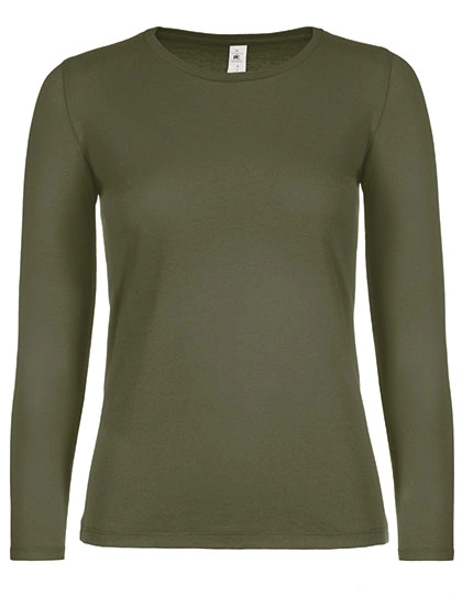 Women´s T-Shirt #E150 Long Sleeve zum Besticken und Bedrucken in der Farbe Urban Khaki mit Ihren Logo, Schriftzug oder Motiv.