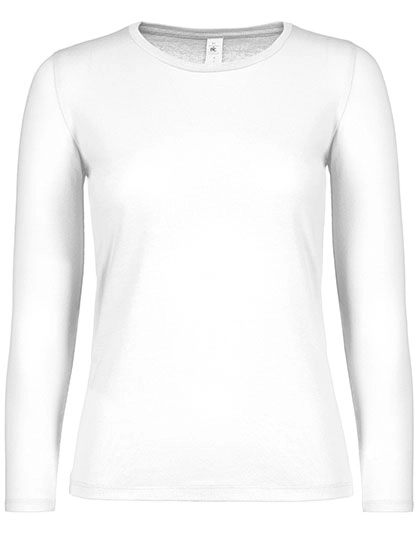 Women´s T-Shirt #E150 Long Sleeve zum Besticken und Bedrucken in der Farbe White mit Ihren Logo, Schriftzug oder Motiv.