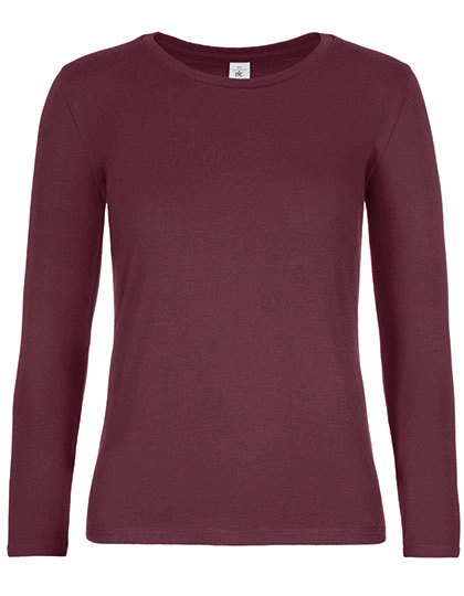 Women´s T-Shirt #E190 Long Sleeve zum Besticken und Bedrucken in der Farbe Burgundy mit Ihren Logo, Schriftzug oder Motiv.