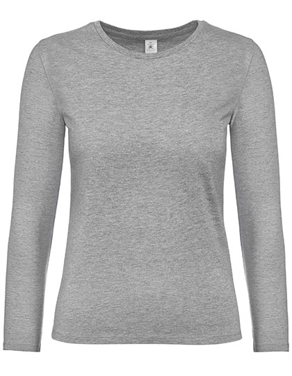 Women´s T-Shirt #E190 Long Sleeve zum Besticken und Bedrucken in der Farbe Sport Grey (Heather) mit Ihren Logo, Schriftzug oder Motiv.