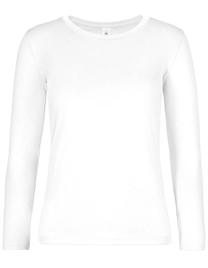 Women´s T-Shirt #E190 Long Sleeve zum Besticken und Bedrucken in der Farbe White mit Ihren Logo, Schriftzug oder Motiv.
