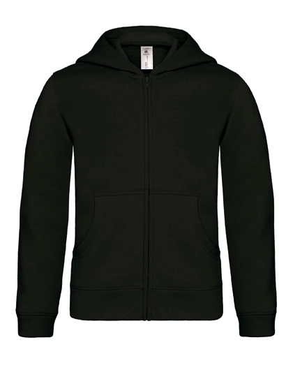 Kids´ Hooded Full Zip Sweat zum Besticken und Bedrucken in der Farbe Black mit Ihren Logo, Schriftzug oder Motiv.