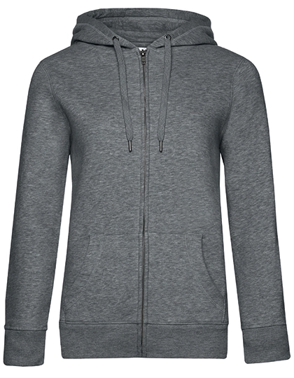 QUEEN Zipped Hood Jacket_° zum Besticken und Bedrucken in der Farbe Heather Mid Grey mit Ihren Logo, Schriftzug oder Motiv.