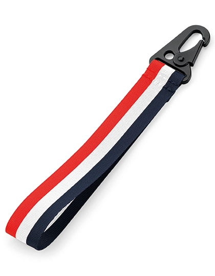 Brandable Key Clip zum Besticken und Bedrucken in der Farbe Red-White-Navy mit Ihren Logo, Schriftzug oder Motiv.