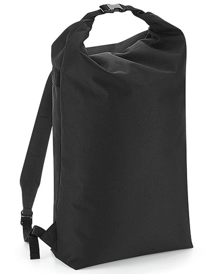 Icon Roll-Top Backpack zum Besticken und Bedrucken in der Farbe Black mit Ihren Logo, Schriftzug oder Motiv.