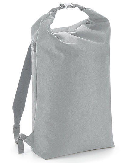 Icon Roll-Top Backpack zum Besticken und Bedrucken in der Farbe Light Grey mit Ihren Logo, Schriftzug oder Motiv.