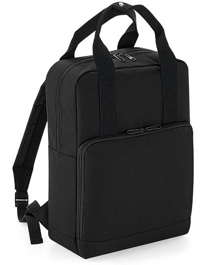 Twin Handle Backpack zum Besticken und Bedrucken in der Farbe Black mit Ihren Logo, Schriftzug oder Motiv.