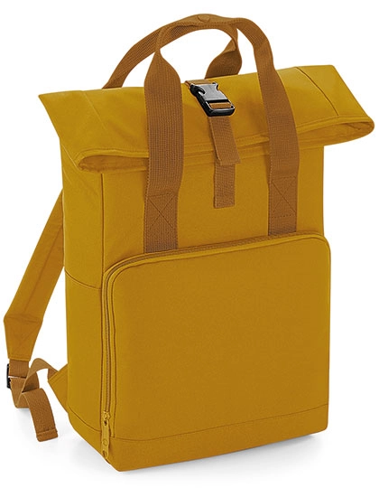 Twin Handle Roll-Top Backpack zum Besticken und Bedrucken in der Farbe Mustard mit Ihren Logo, Schriftzug oder Motiv.