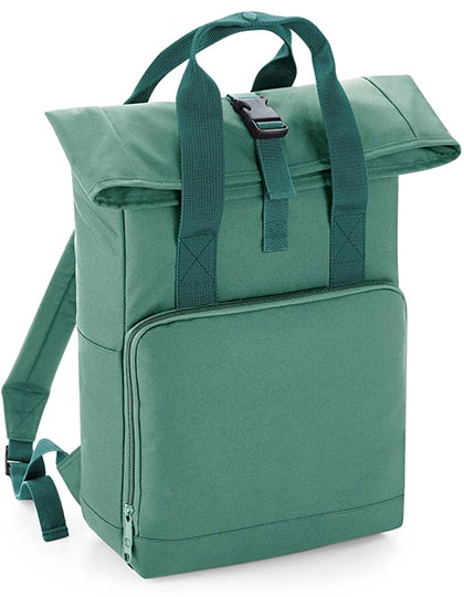 Twin Handle Roll-Top Backpack zum Besticken und Bedrucken in der Farbe Sage Green mit Ihren Logo, Schriftzug oder Motiv.
