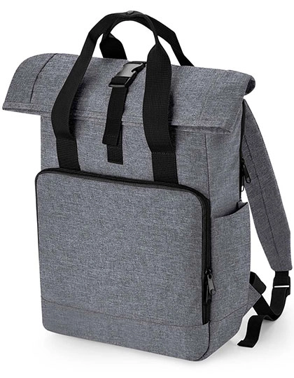 Recycled Twin Handle Roll-Top Laptop Backpack zum Besticken und Bedrucken in der Farbe Grey Marl mit Ihren Logo, Schriftzug oder Motiv.