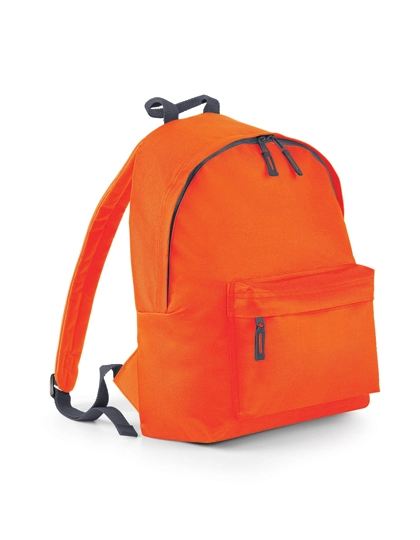 Junior Fashion Backpack zum Besticken und Bedrucken in der Farbe Orange-Graphite Grey mit Ihren Logo, Schriftzug oder Motiv.