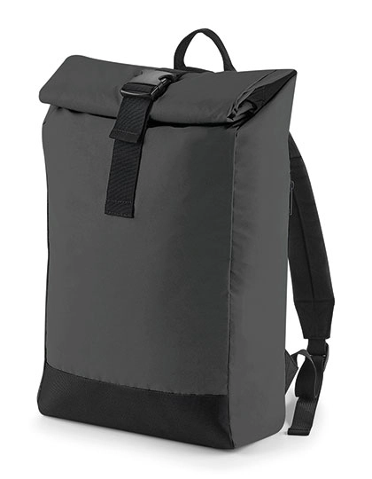 Reflective Roll-Top Backpack zum Besticken und Bedrucken in der Farbe Black Reflective mit Ihren Logo, Schriftzug oder Motiv.