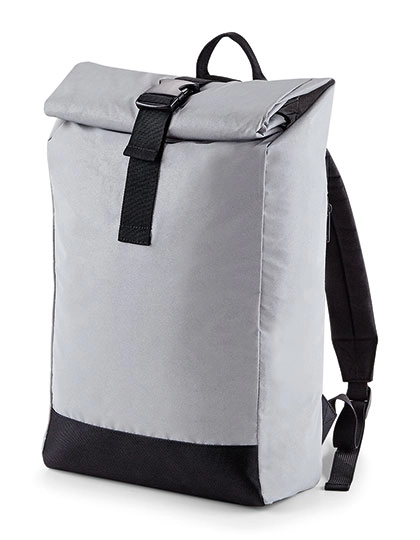 Reflective Roll-Top Backpack zum Besticken und Bedrucken in der Farbe Silver Reflective mit Ihren Logo, Schriftzug oder Motiv.