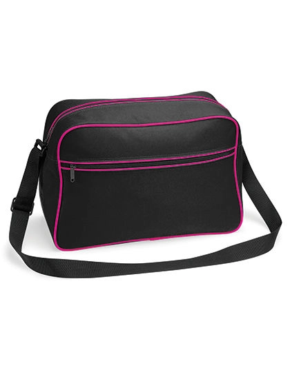 Retro Shoulder Bag zum Besticken und Bedrucken in der Farbe Black-Fuchsia mit Ihren Logo, Schriftzug oder Motiv.