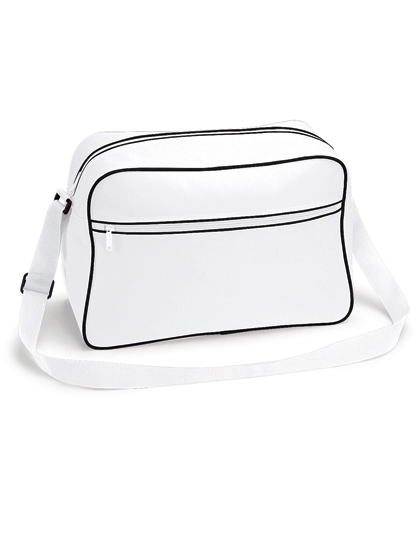 Retro Shoulder Bag zum Besticken und Bedrucken in der Farbe White-Black mit Ihren Logo, Schriftzug oder Motiv.