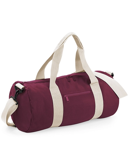 Original Barrel Bag zum Besticken und Bedrucken in der Farbe Burgundy-Off White mit Ihren Logo, Schriftzug oder Motiv.